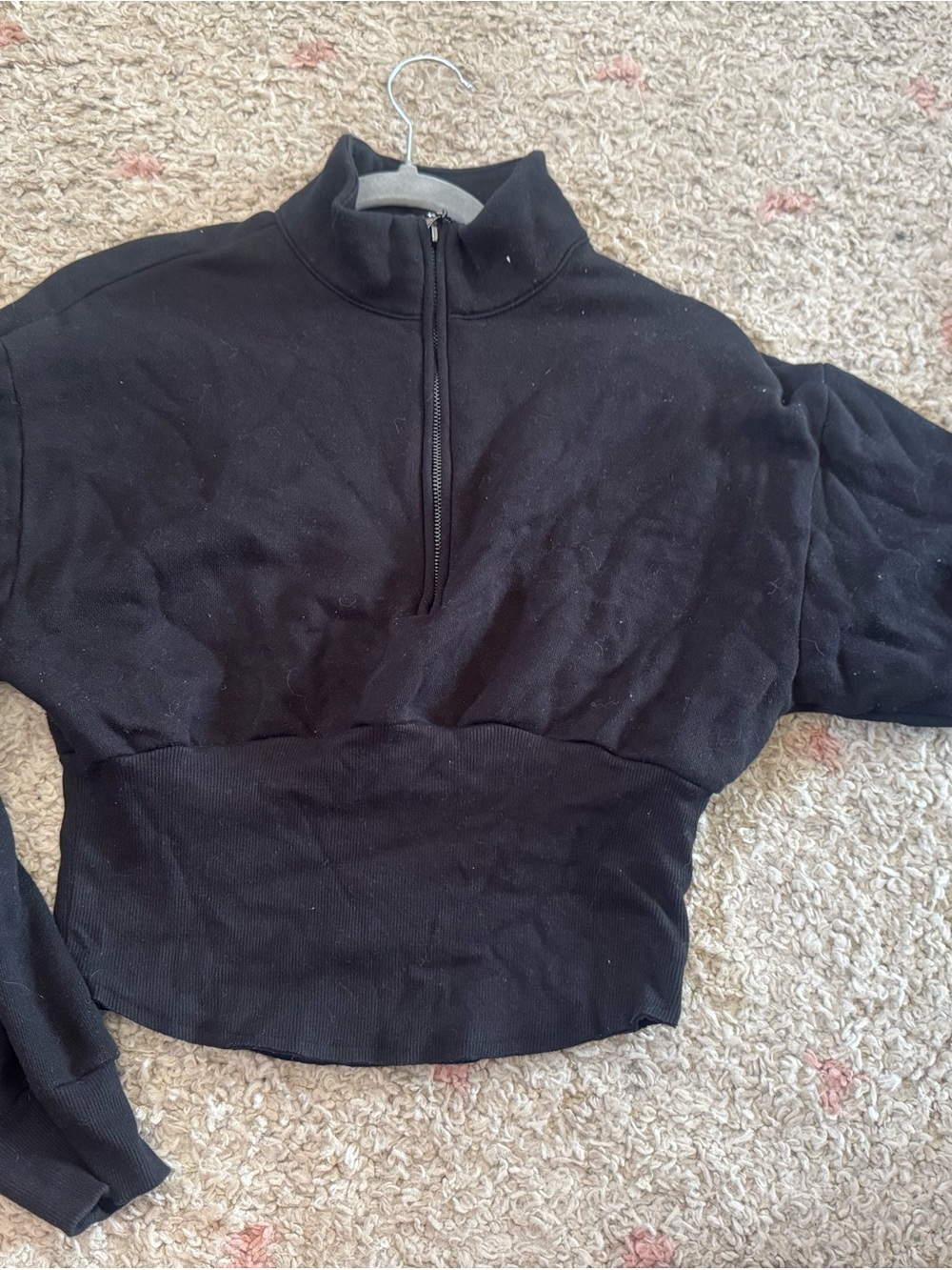 Victoria Secret Quarter Zip Black Crop Sweatshirt